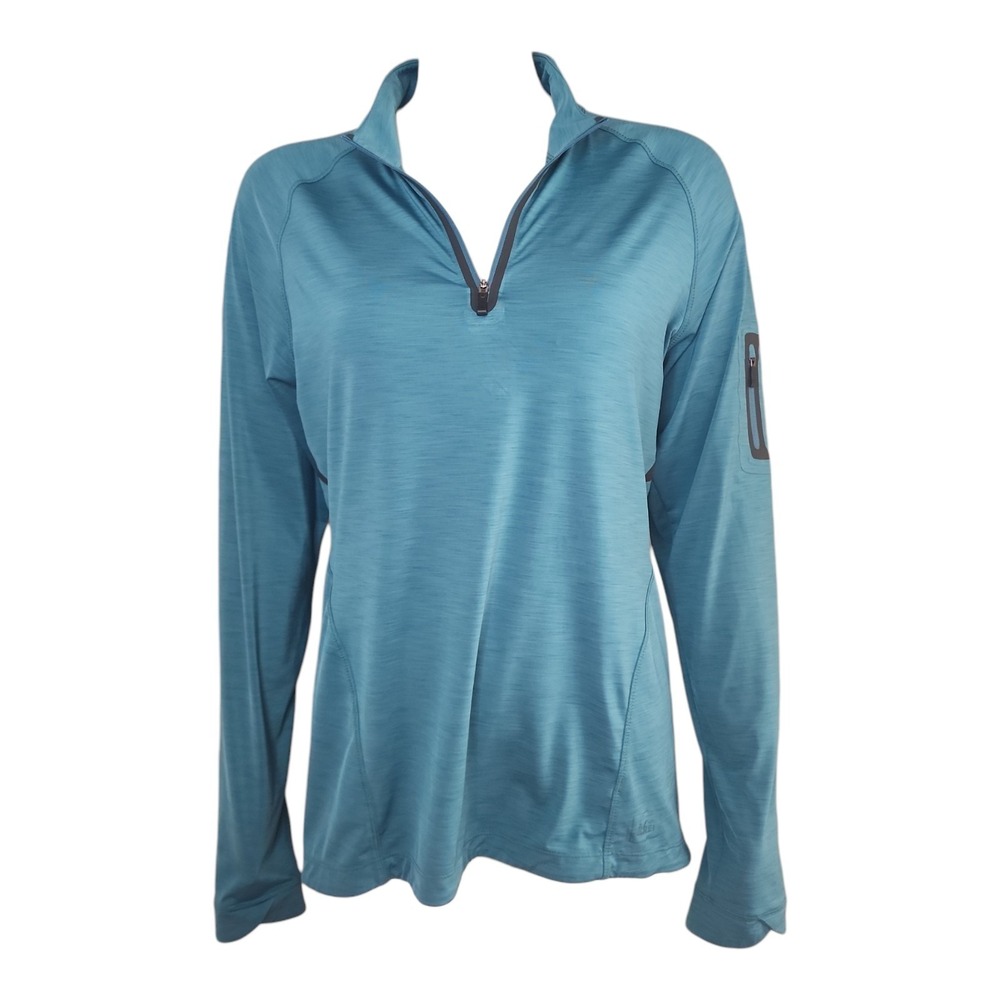 REI Top Womens Size L Large Blue 1/4 Zip Long Sleeve Activewear Athletic